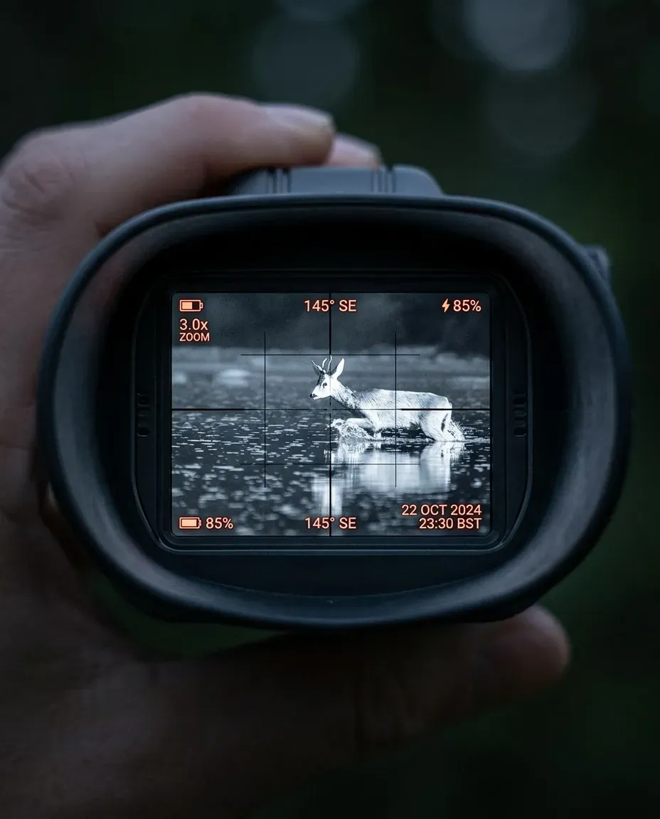 View through HotPeak night vision goggles during outdoor use