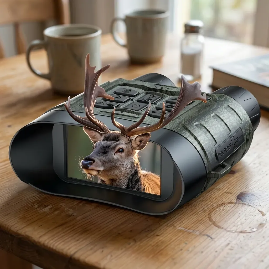HotPeak night vision goggles stored indoors after outdoor use